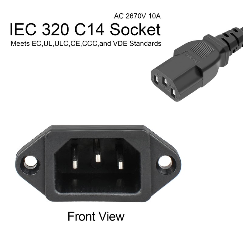 QTEATAK 3 Pack Screw Mount 3 Pins Inlet Power Plug