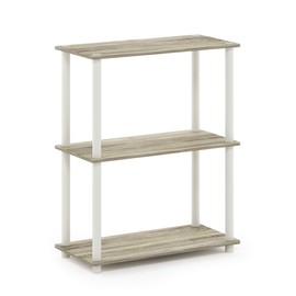 Furinno Turn-N-Tube 3-Tier Compact Multipurpose Shelf Display Rack, Sonoma Oak/White