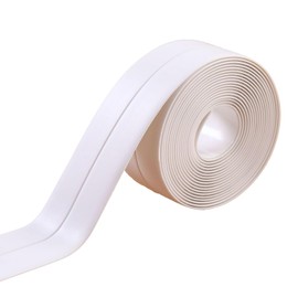 White Waterproof Caulk Tape PVC Self Adhesive Caulk Strip Joint Adhesive Shower Bathtub Joint Strip Bathroom Sealing Tape Kitchen Sealing Tape and Shower Tile Sealant