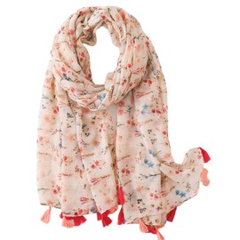 FAIRYGATE Women's Scarf Black Scarves with Large Floral Print Oversized Blanket Scarf Autumn Scarf Winter Scarf XXL Oversized Fringe Poncho Gifts for Women 52, 52015