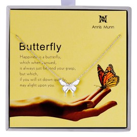 AM ANNIS MUNN Sterling Silver Butterfly Necklaces for Woman Jewelry - Mothers Day Gifts Pandent Necklace Birthday Gifts for Mom Christmas Jewelry