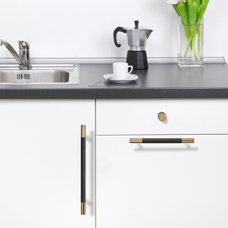 BUKOBYHE 10 Pack 3.75Inch Black and Champagne Bronze Kitchen Cabinet