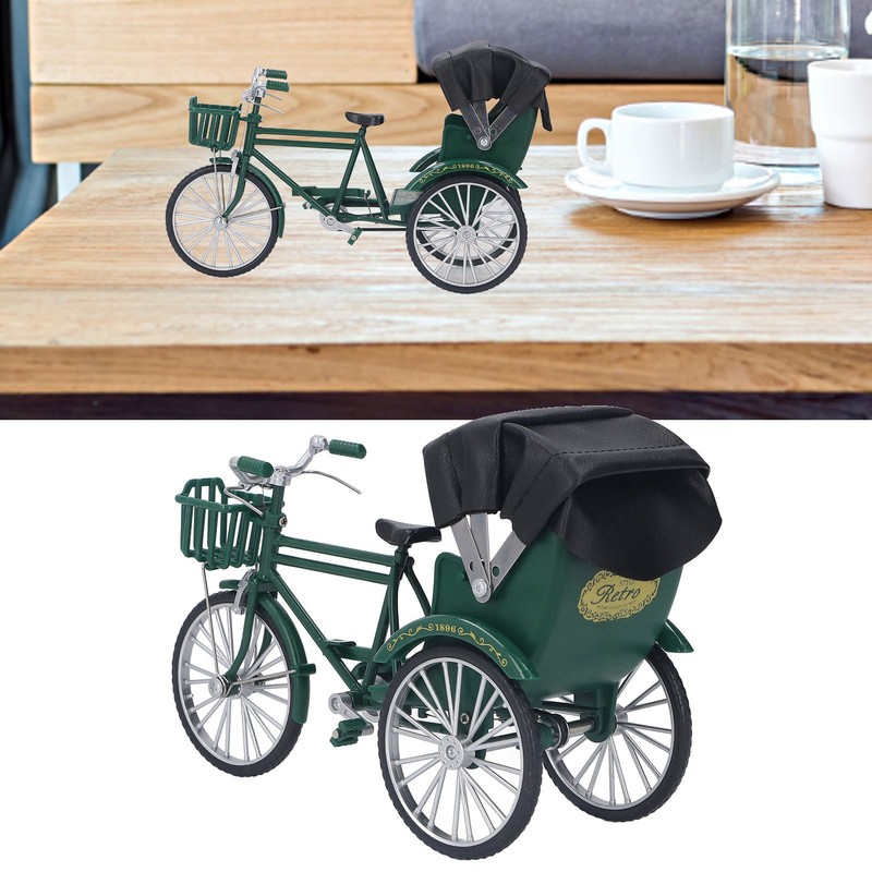 Rickshaw Model Retro Design Decorative Interesting Alloy 3 Wheel Rickshaw
