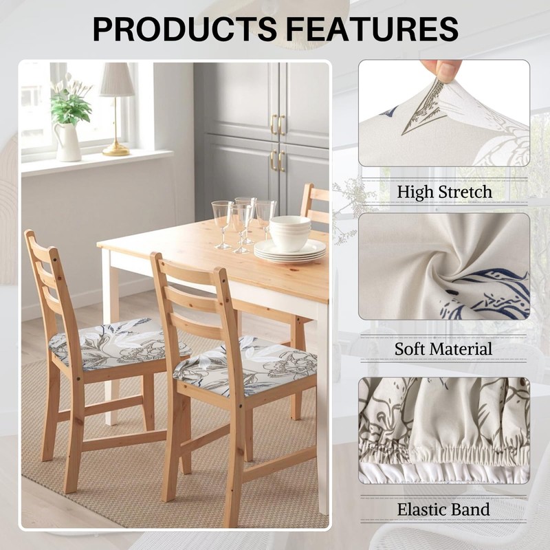 SearchI Waterproof Seat Covers for Dining Chairs, 6 Pack Stretch
