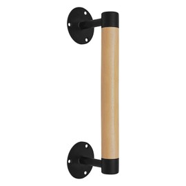 Purife 1ft Wood Handrail for Indoor Stairs, Wood Staircase Handrail W/s Black Sturdy Metal Brackets, Stair Banister Rrailing Wood Safety Grab Bar for Elderly & Kids