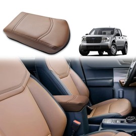 Muslogy Center Console Armrest Cover Compatible with Ford Maverick XL XLT Lariat 2022-2025 Accessories Cushion Pad Armrest Lid Protector Prevent Pets Scratches Regular Thick(Dark Brown)