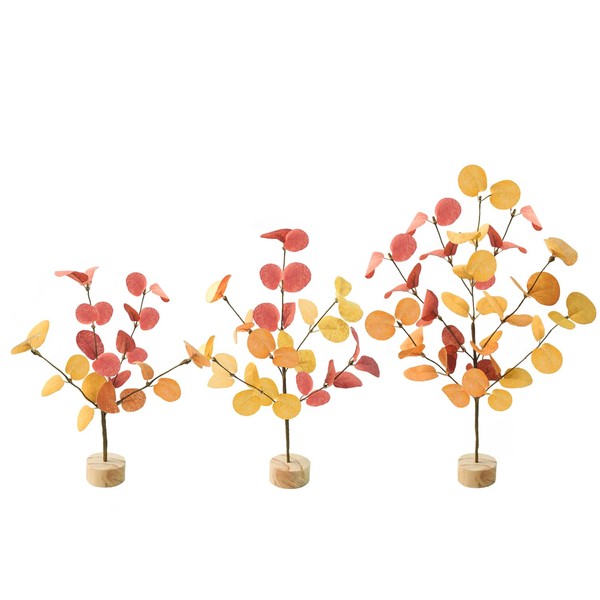 unlemoni 3 Pieces Artificial Fall Trees, Mini Village Fall Tabletop