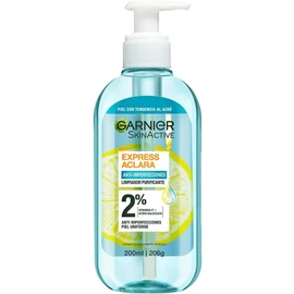 Garnier Express Aclara Gel limpiador facial purificante Anti-imperfecciones con Acido Salicílico y Vitamina C, 200ml. Ideal para piel grasa