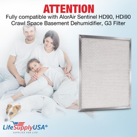 LifeSupplyUSA Dehumidifier Filters Compatible with AlorAir Sentinel HD90, HDi90 Crawl Space Basement Dehumidifier, G3 Filter