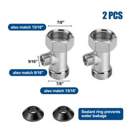 EEEKit T Adapter for Bidet, 7/8" x 7/8" x 3/8" T Valve Adapter, 3 Way Tee Connector Bidet for Shower Head Diverter Sprayer Faucet