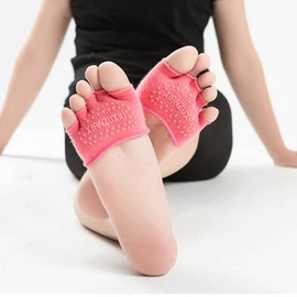 LD-105 Yoga Ballet Pilates Half Open-Toe Socks Half Toe Socks/Beige 10ea