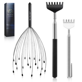 NICEMOVIC 20 Fingers Head Scalp Massager Back Scratcher Stocking Stuffers Stress Relief Gifts for Men Women, Idea Extendable Back Scratcher for Head Body Relaxing, Festival Birthday Christmas Gifts