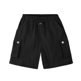 Rolanko Girls' Sports Shorts Kids Summer Midi Length Cargo Parachute Shorts for Teen Running Gymnastics, black