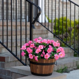 HyeFlora Artificial Faux Outdoor Flowers Plants for Spring Summer Decoration, Fake Silk Camellia UV Resistant Look Real for Planter Outside Front Door Porch Patio Balcony, 3 Bundles