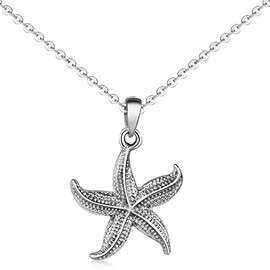 MATERIA by Matthias Wagner KA-507 Starfish Pendant 925 Sterling Silver with Chain, Sterling Silver