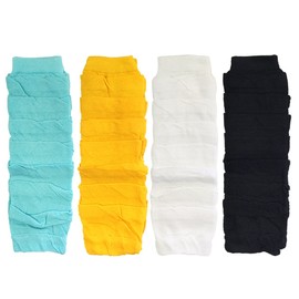Wrapables Colorful Baby Leg Warmers Set of 4, Ruched Aqua, Marigold, White, Black