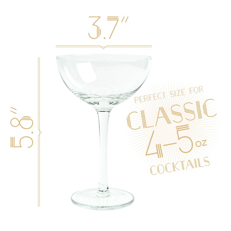 Vintage Crystal Champagne Coupe Glasses | Set of 4 |