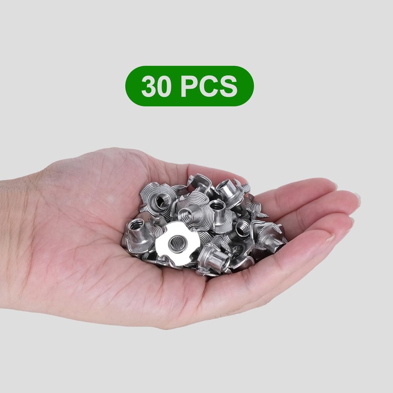 T Nuts 1/4"-20 30Pcs 304 Stainless Steel Four-jaw Tee Nuts