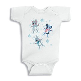 Animals Making Snow Angels Baby Infant One Piece Bodysuit 6 Months White