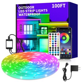 vimeepro 100ft Outdoor LED Strip Lights Waterproof,IP68 Outside Led Light Strips Waterproof,Color Changing with App/Remote Control,Music Sync RGB Outdoor Led Rope Lights for Bedroom
