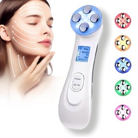 Gesichtsmassagegerät LED Lichttherapie Schönheitsgerät Ultraschall 6-in-1 Gesichtsmassagegerät Elektrisches EMS Mikrostrom Facelifting Gerät zur Hautstraffung und Anti Aging