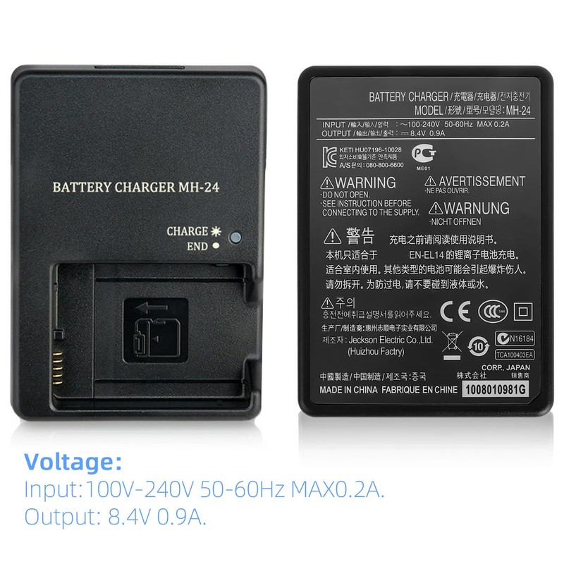 KWTOUL MH-24 Battery Charger for EN-EL14 EN-EL14a Battery Compatible with