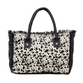 Myra Bag Silver Surfer Canvas And Cowhide Bag Upcycled Canvas, Rug, Leather & Cowhide S-2532