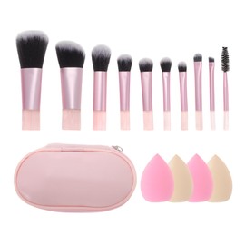 GLIDESMOOTH Makeup Brush Set Multi-purpose Makeup Brush Kit Makeup Brushes Powder Puff Complete Makeup Needs Coverage Pink 14pcs