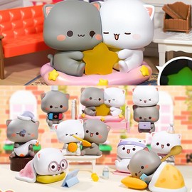 Mitao Cat Series 4 Blind Box Kawaii Figures Action Random Collection Guess Blind Bag Collectible Desktop Ornaments Cute Model Birthday Gift（3 Pack）