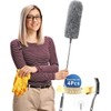 Feather Duster,Dusters For Cleaning Extendable,With30-240cm Pole Telescopic Cobweb Brush Grey4Pcs