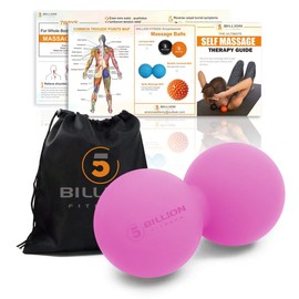 5BILLION Peanut Massage Ball - Double Lacrosse Massage Ball & Mobility Ball for Physical Therapy, Deep Tissue Massage Tool for Myofascial Release, Muscle Relaxer, Pink