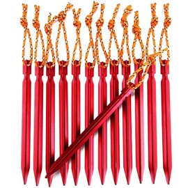 Tent Pegs 12PCS Heavy Duty Camping Stakes for Outdoor Tent & Tarp - Essential Camping Accessories for Camping,Beach,Outdoor and Sand