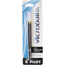 PILOT Acroball PureWhite Advanced Ink Refill For Retractable Pens, Fine Point, Black Ink, 6 Pack
