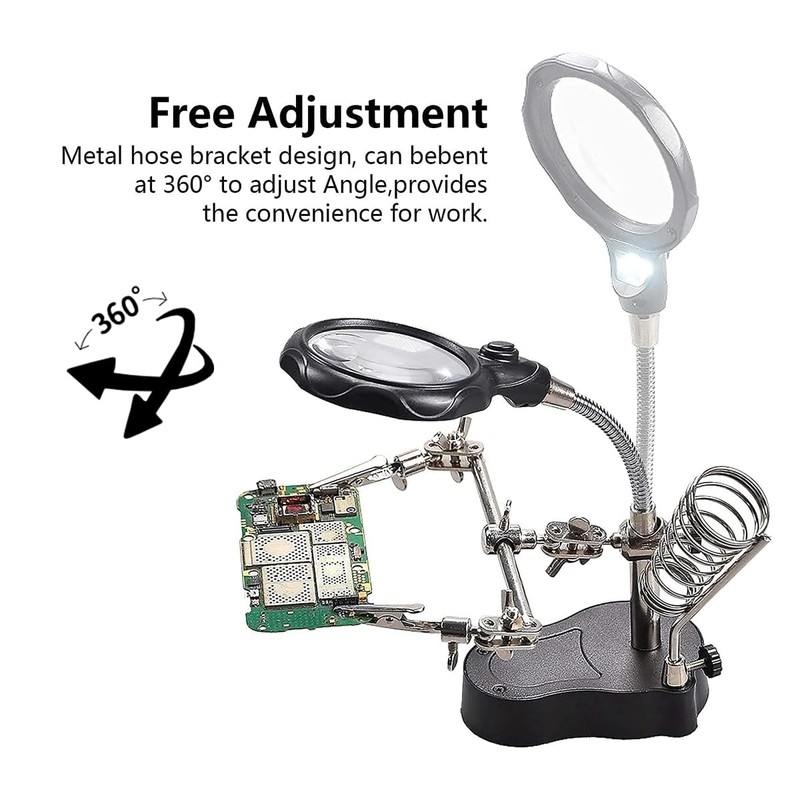 AIMALL LED Magnifier Soldering Iron Stand, Third Hand Helping Station