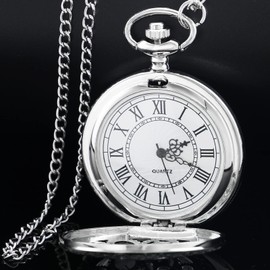 Tiong Gears Pocket Watch Vintage Hollow Steampunk Pocket Watch with Chain for Men Xmas Gift, 1BSN070-Silver