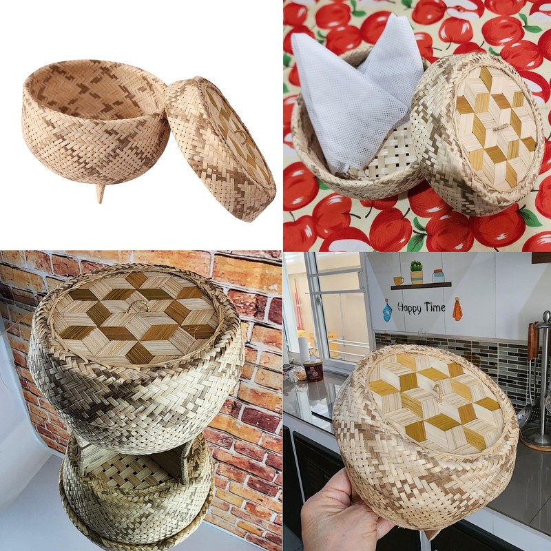 Heavens Tvcz Handmade Bamboo Sticky Rice Serving Basket with Lid