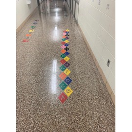 Alphabet Diamonds Sensory Path Floor Decals for Kids - Die-Cut Vinyl Sensory Walk Decals - Daycare & School Hallway Decor - - Education Sensory Walking Path Stickers - Classroom Floor Stickers 4Color