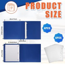 Skyygemm Estate Planning Portfolio Binder PU Leather 3 Ring Binders with Gold Title and Index Tab Dividers, 11'' x 11.8'' x 2.4'' Estate Planning Organizer(Blue)