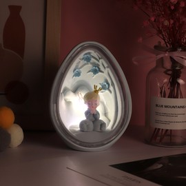 Decorative Night Light Cute Cartoon Princess Prince Shape Handcraft Decorative Night Lamp Ornament for Bedside Desks Gray 10x9.5x13.5cm