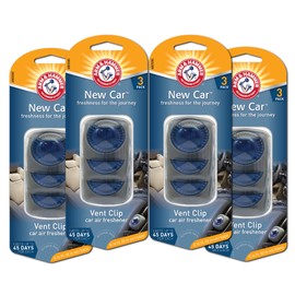 Arm & Hammer AH8203NC New Car Freshness Vent Clip for Car Air Freshener 4 Pack of 3 Piece in Each