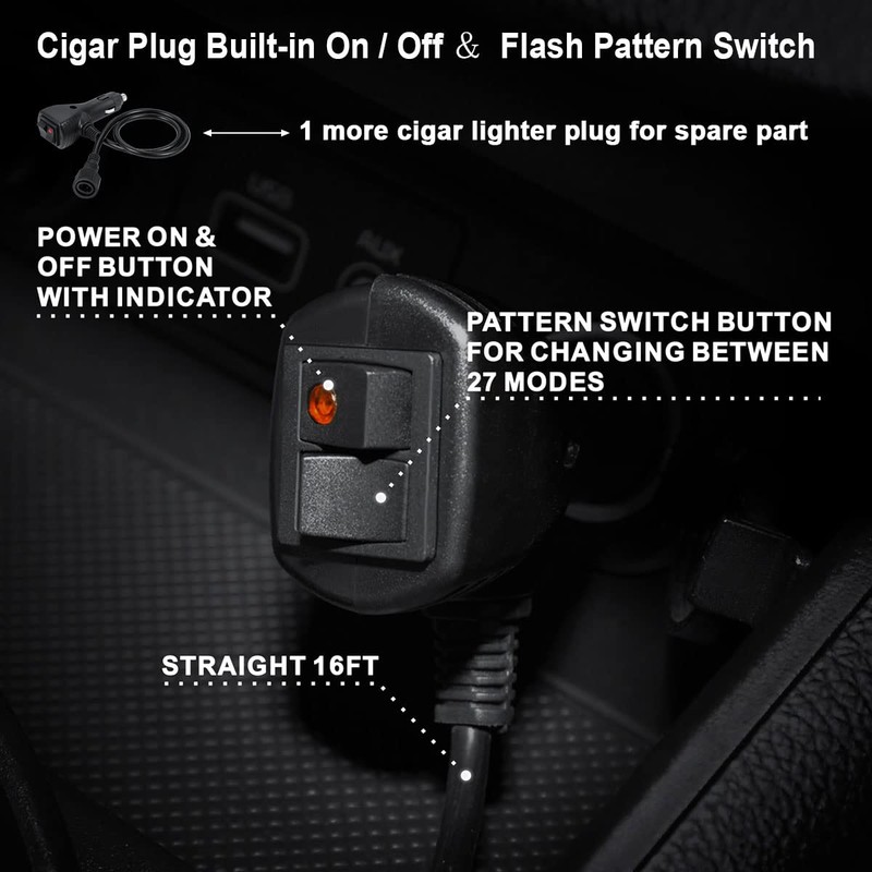 WOWTOU Roof Top Magnetic 80 LED Amber Emergency Strobe Light
