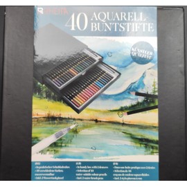 Rheita 212393 40 Watercolour Pencils in Drawer Landing Box Including Brush Pens