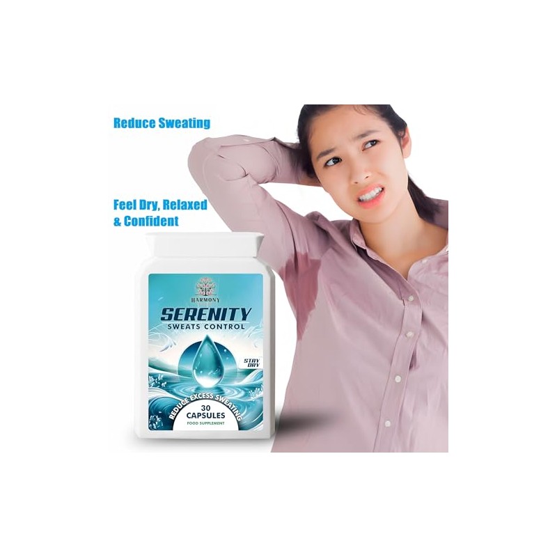 Serenity Sweats Control 30 Capsules - Reduce Excess Sweating, Sweat