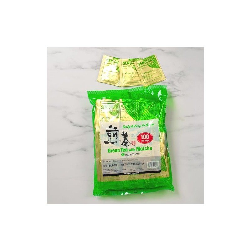 MAEDA-EN Té Verde Sen-Cha Con Matcha (100 Bolsitas) En Polvo,