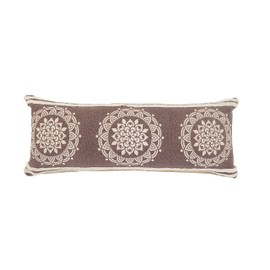 LR Home 14x36 inches Floral Lumbar Throw Pillow Covers for Home Decor | Traditional Farmhouse Boho Cushion Covers for Throw Pillows | Perfect for Living Room Couch & Bedroom Decorations | Brown/White