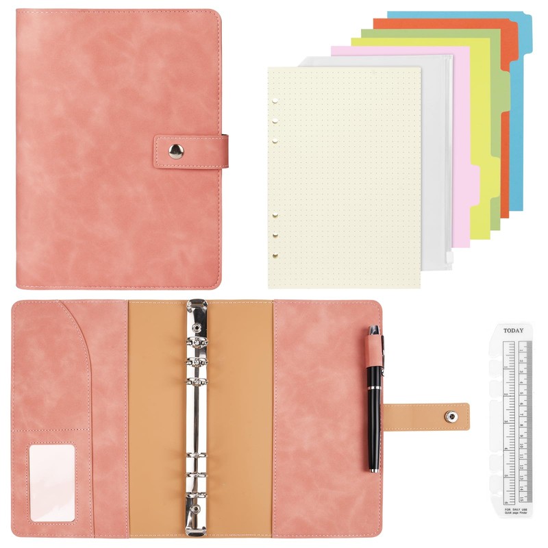 ANOMM A5 Ring Binder Notebook PU Leather Diary, Refillable Notebook