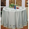 Creative Linens Embroidered Floral Cutwork Applique Tablecloth 88" Round Ivory