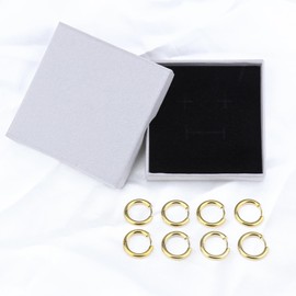 Mochity 4 Pairs of Earrings Gold Women's Hypoallergenic Hoop Earrings Silver Stainless Steel 8-20 mm Hoop Earrings Small Cartilage Earring Jewellery Women's Gift Women, Stainless Steel, Stainless