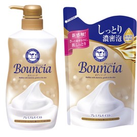 Bouncia Body Soap, Premium Moist Pump, 16.2 fl oz (460 ml), 1 Refill, 11.2 fl oz (340 ml), Bonus Included, 1 Main Unit + 1 Refill Set