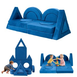 14Pcs Modular Soft Kids Play Couch Toddler Foam Sofa Modern Fort Building Climbing Indoor Play Convertible Sectional Furnituresize: 55.1*23.6*20.4inch, color: Pink+White